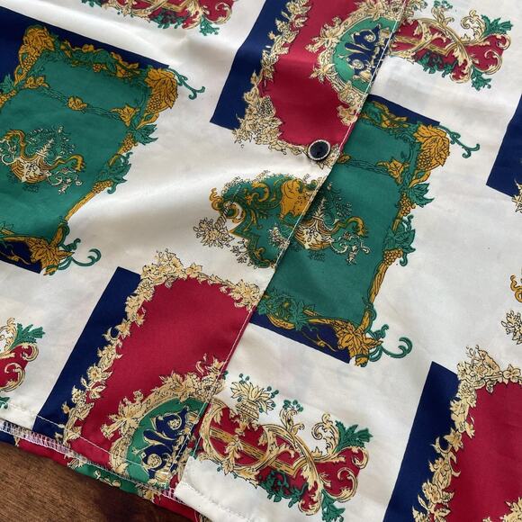 Versace Shirt Womens XL Multicolor Baroque Print Allover Button Down - Picture 7 of 11